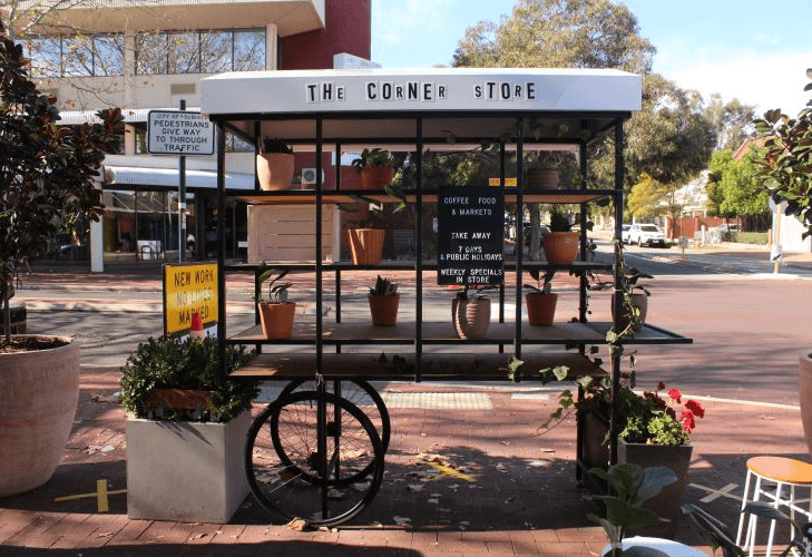 outside of the Corner Store shopette, one of the shops in Subiaco